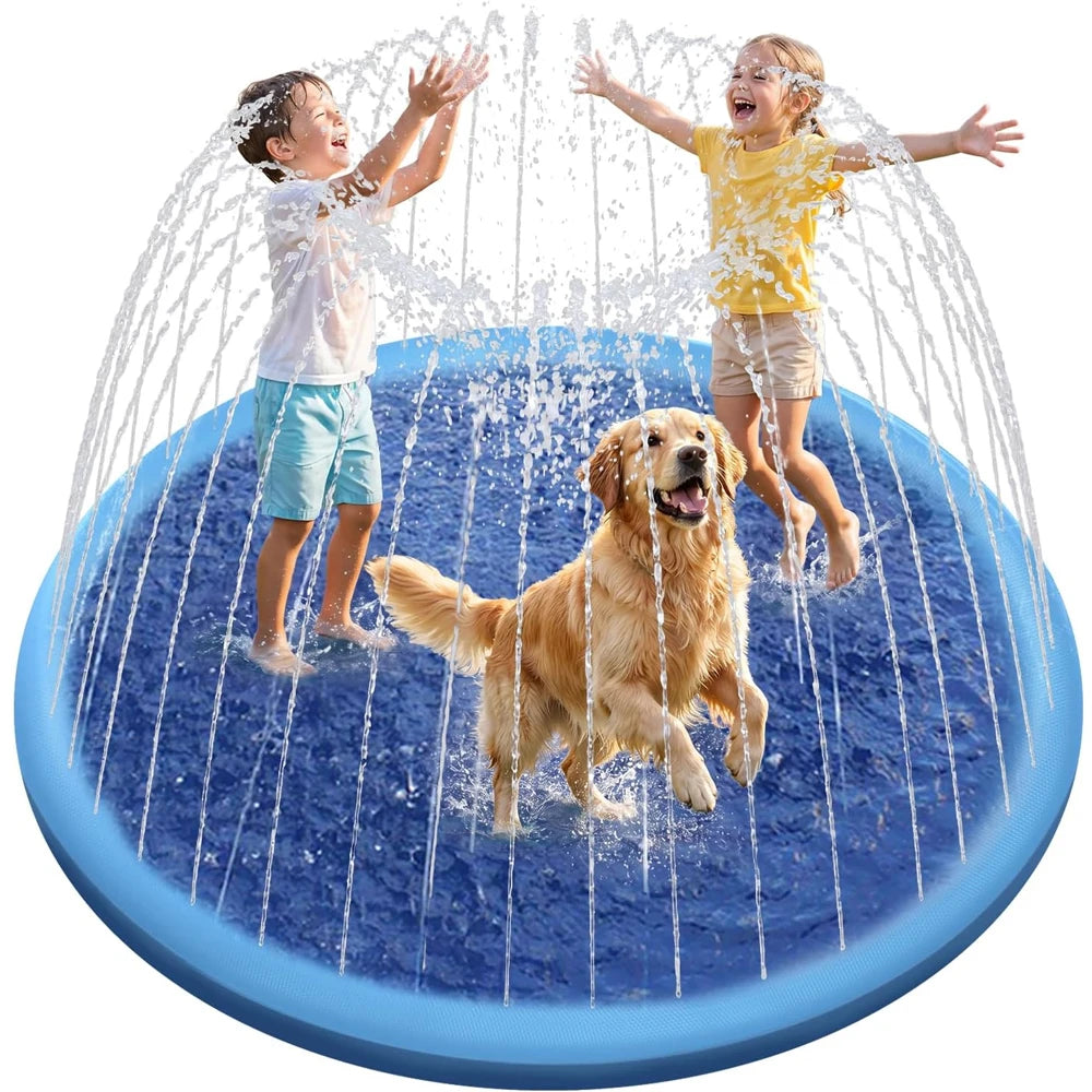 愛犬 子供と遊べる噴水スプリンクラーマット｜夏のお庭あそびに